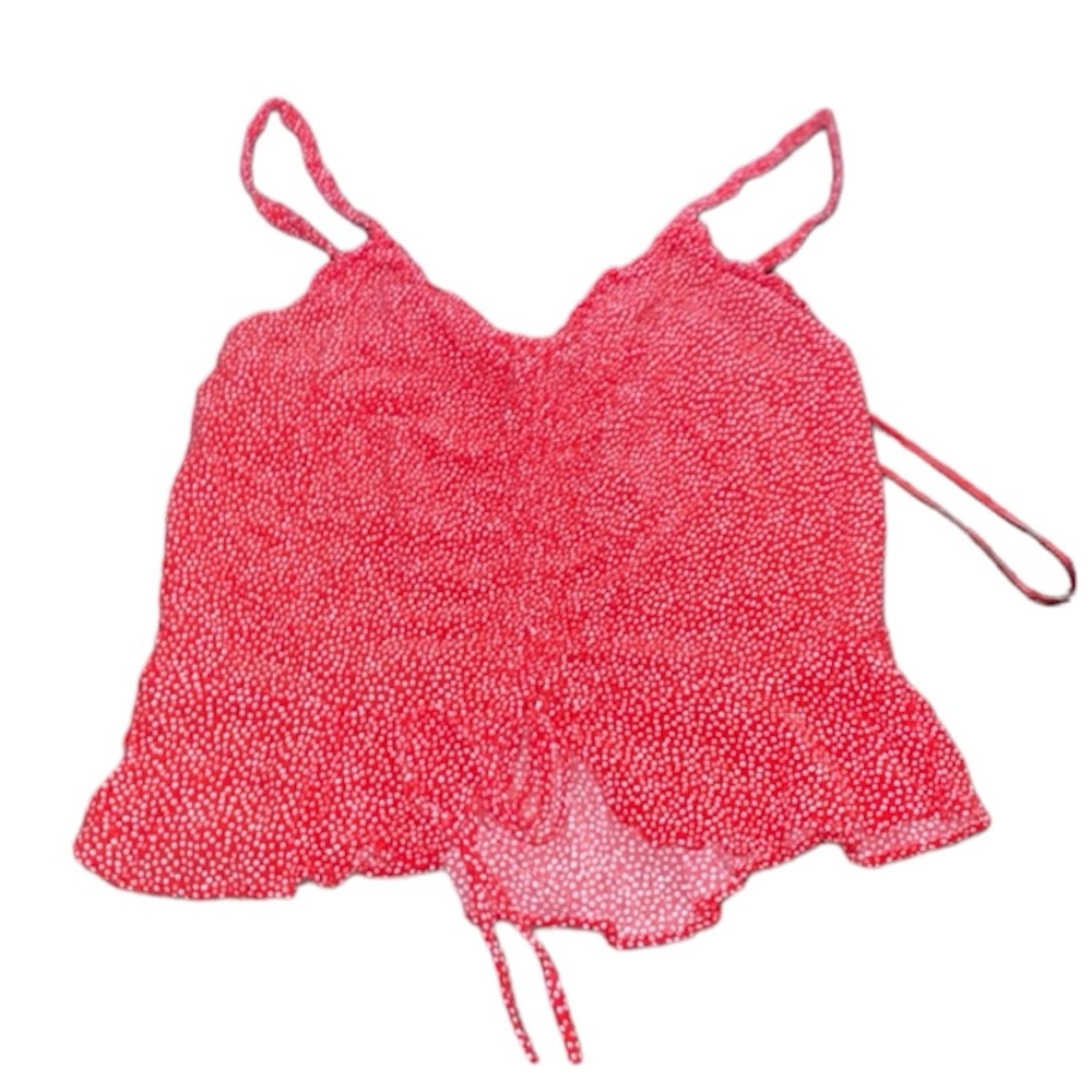 SUPER CUTE Red Tube Top With Straps Crop Top Red & White Polka Dots with a Bow